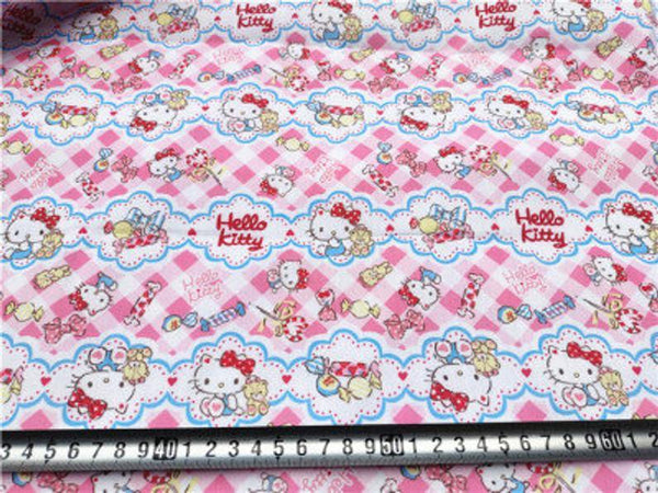 Hello Kitty Poly Pink Plaid! 1 Meter Light Weight Polyester Fabric, Fabric by Yard, Yardage Cotton Fabrics for  Style Garments, Mask Fabrics - fabrics-top