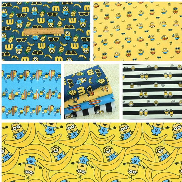 Minions Vacation Series! 1 Meter Medium Thickness  Cotton Fabric, Fabric by Yard, Yardage Cotton Fabrics for  Style Garments, Bags Yellow