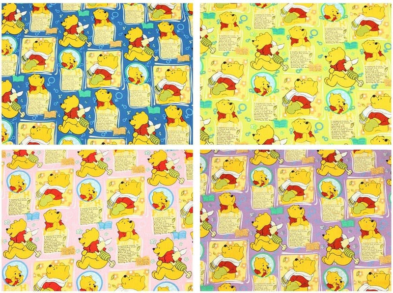 Winnie the Pooh 4 Colors! 1 Meter Stiff Cotton Toile Fabric, Fabric by Yard, Yardage Cotton Canvas Fabrics for Bags Style Beer Winnie