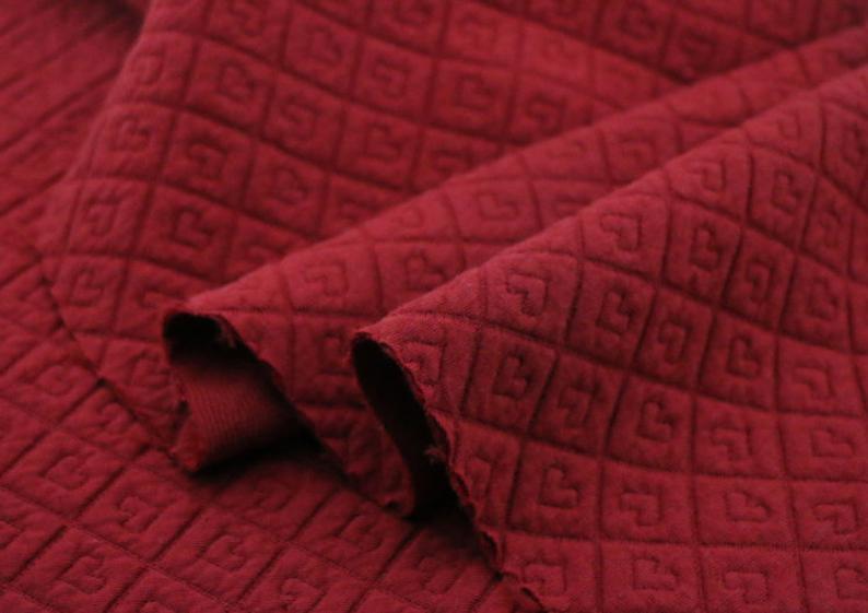 Hearts! 1 Meter Quality Solid-Color Quilted Knitted Cotton Fabric, Winter Knitting Fabrics, Warm Pre-Quilted Fabrics Jacquard Jersey - fabrics-top