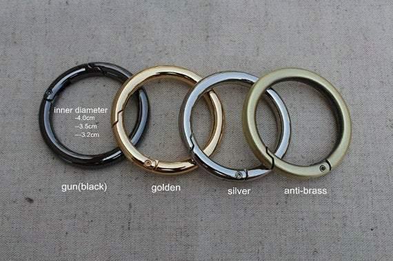 2pcs Big Plated Gate Ring For Bags, O-ring, Open/Close Ring, Metal Ring, Brushed Anti-Brass, Golden, Silver, Gun Available, 40mm,35mm,32mm - fabrics-top