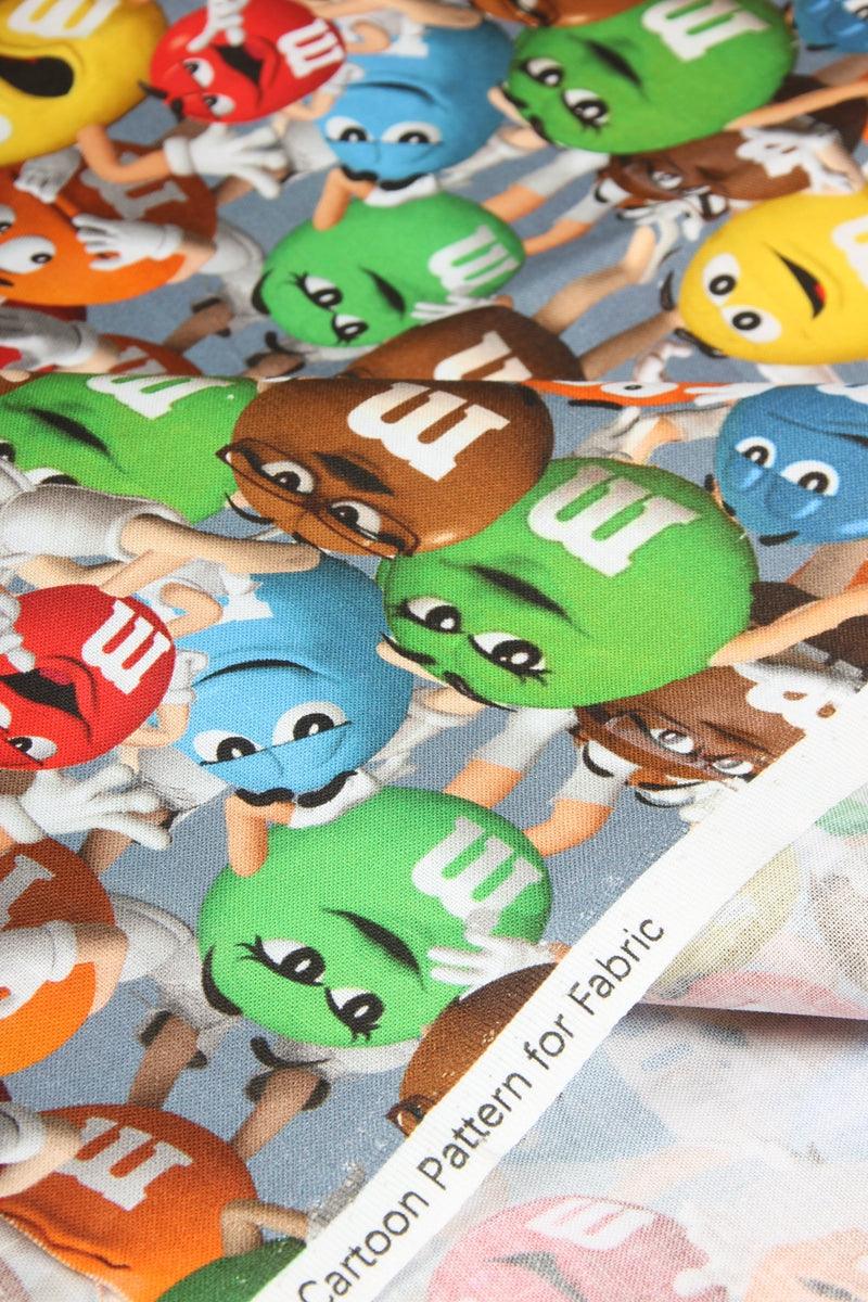 M&M's Chocolate Beans ! 1 Meter Medium Thickness Cotton Fabric, Fabric by Yard, Yardage Cotton Fabrics for Style Clothes, Bags - fabrics-top