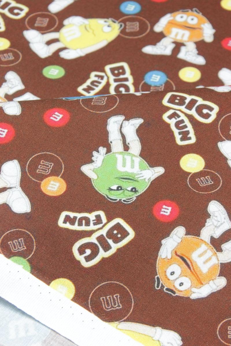 M&M's Chocolate Beans ! 1 Meter Medium Thickness Cotton Fabric, Fabric by Yard, Yardage Cotton Fabrics for Style Clothes, Bags - fabrics-top