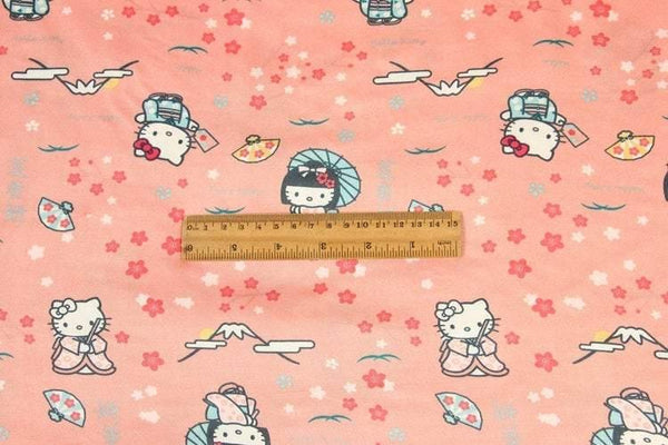 Hello Kitty in Japanese Kimono 2 Colors! 1 Meter Printed Polyester Fabric, Fabric by Yard, Yardage Fabrics, Children Fabrics, Kids, Japanese - fabrics-top