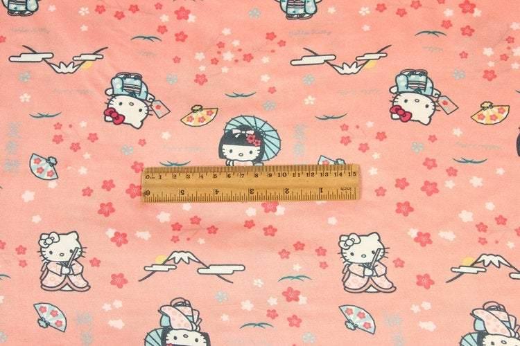 Hello Kitty in Japanese Kimono 2 Colors! 1 Meter Printed Polyester Fabric, Fabric by Yard, Yardage Fabrics, Children Fabrics, Kids, Japanese - fabrics-top