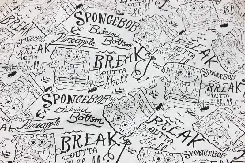 Sponge Bob Black and White! 1 Meter Medium Thickness  Cotton Fabric, Fabric by Yard, Yardage Cotton Fabrics for  Style Garments, Bags - fabrics-top