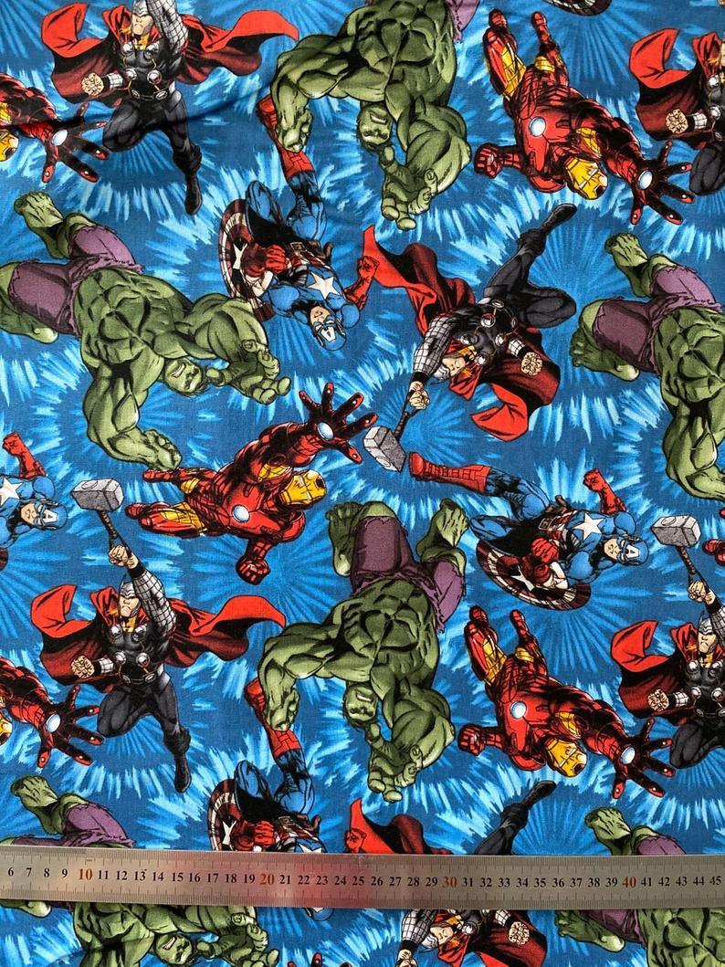 Collection 2 the Avengers Marvel Comics Super Hero! 1 Meter Medium Thickness Plain Cotton Fabric, Cotton Fabrics for  Style Garments, Masks - fabrics-top