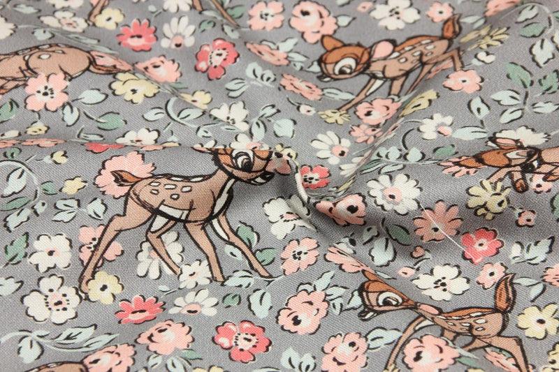 Bambi Gray! 1 Meter Printed Cotton Fabric, Fabric by Yard, Yardage Fabrics, Children  Kids - fabrics-top