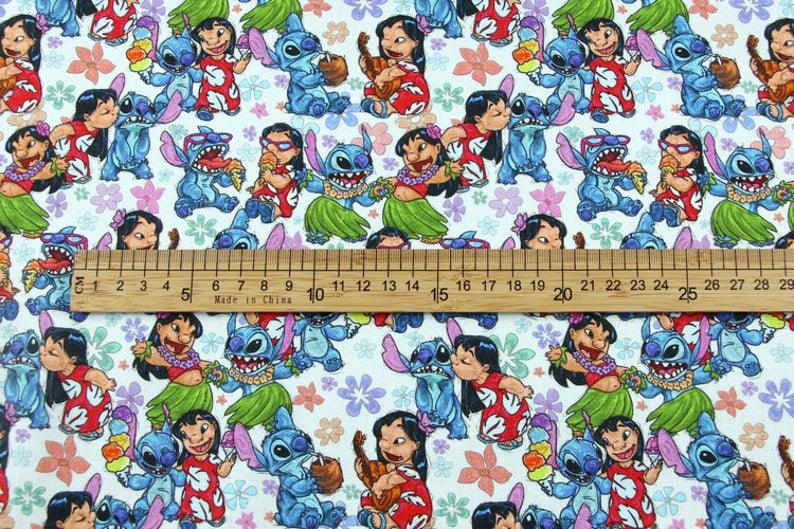 Lilo and Stitch Dancing blue! 1 yard Medium Thickness Cotton Fabric, Fabric by Yard, Yardage Cotton Fabrics Style Prints Lilo & Stitch - fabrics-top