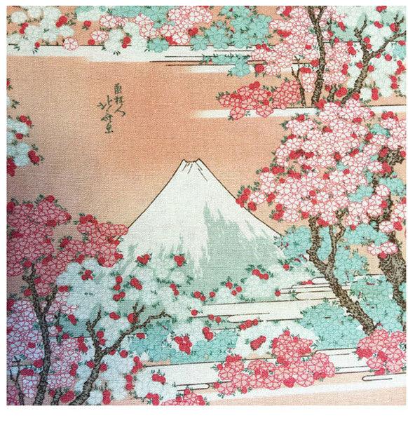 Mount Fujii and Sakura Japanese Ukiyo-e! 1 Meter Quality Printed Cotton, Fabrics by Yard, Fabric Yardage Floral Fabrics Japanese Style - fabrics-top