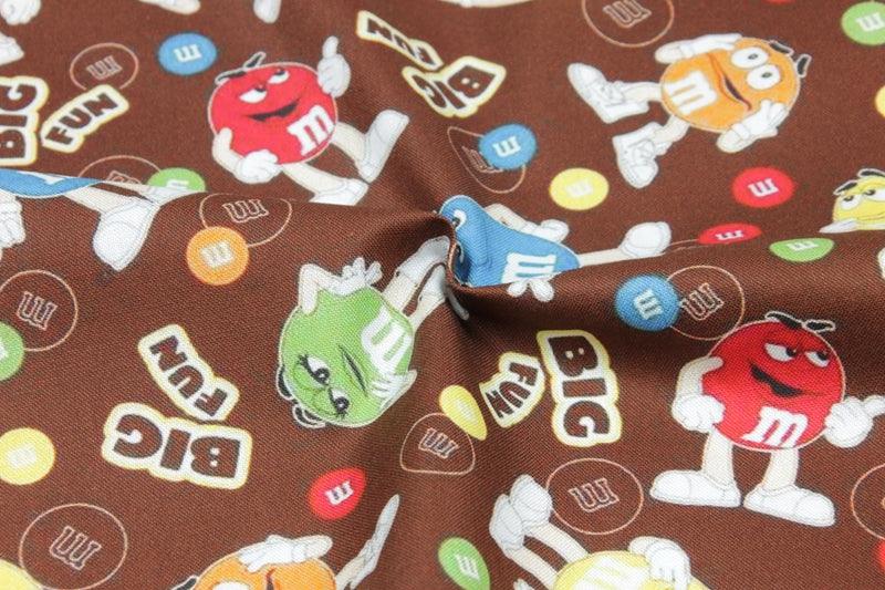 M&M's Chocolate Beans ! 1 Meter Medium Thickness Cotton Fabric, Fabric by Yard, Yardage Cotton Fabrics for Style Clothes, Bags - fabrics-top