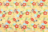Mickey and Donald on Vacation yellow Hawaii! 1 Meter Medium Cotton Fabric, Fabric by Yard, Yardage Cotton Fabrics for  Style Garments, Bags