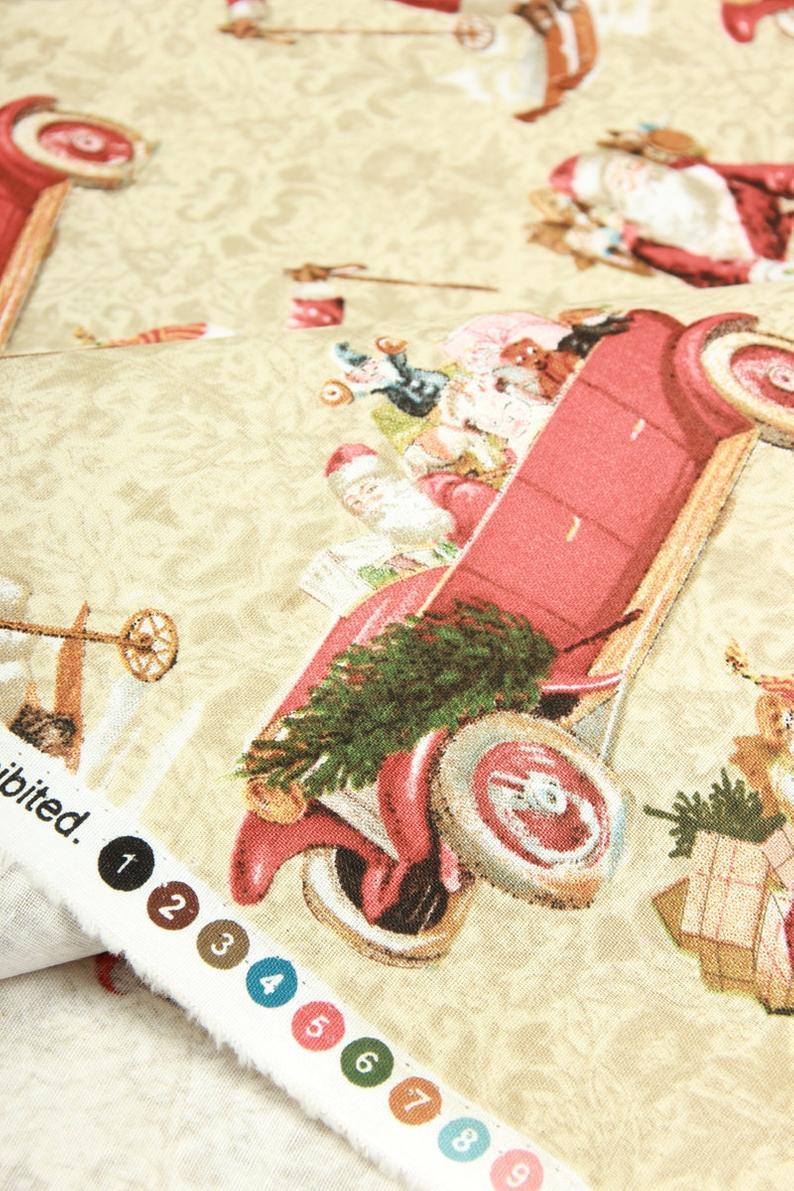 Fit Santa On the Road! 1 Meter Medium Thickness Fine Cotton Fabric, Fabric by Yard, Yardage Cotton Fabrics for  Style Garments, Bags - fabrics-top