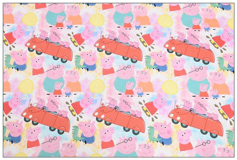 Peppa Pig Cars! 1 Meter Printed Cotton Fabric, Fabric by Yard, Yardage Fabrics, Children  Kids 2203