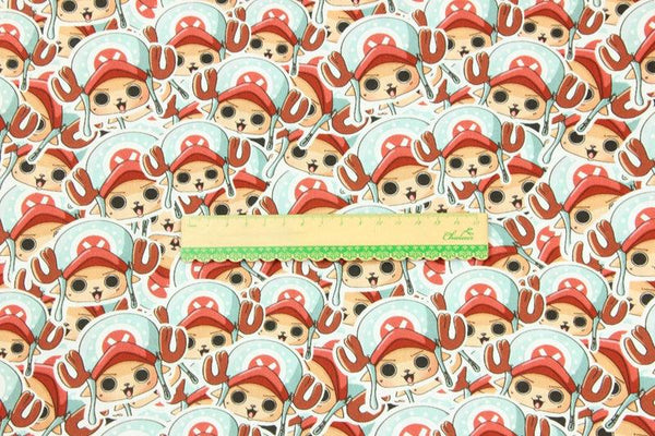 One Piece Tony Tony Chopper the Japanese Cartoon red 1 Meter Printed Cotton Fabric, Fabric by Yard, Yardage Fabrics, Children  Kids - fabrics-top