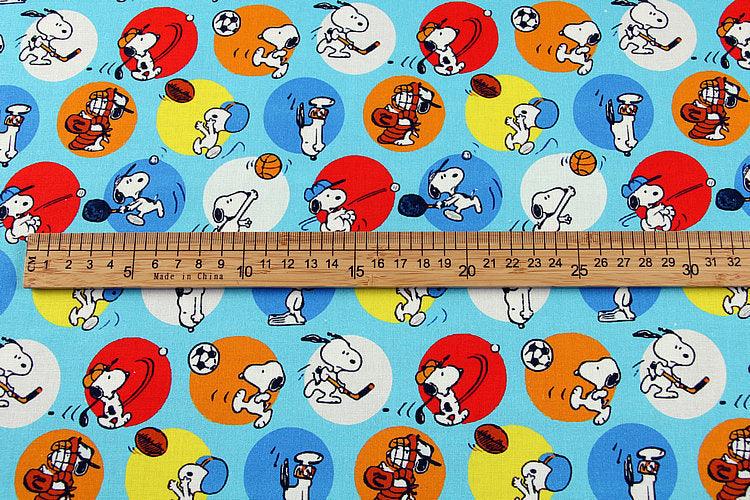 Snoopy Ball Games blue! 1 Meter Printed Cotton Fabric, Fabric by Yard, Yardage Fabrics, Children  Kids - fabrics-top