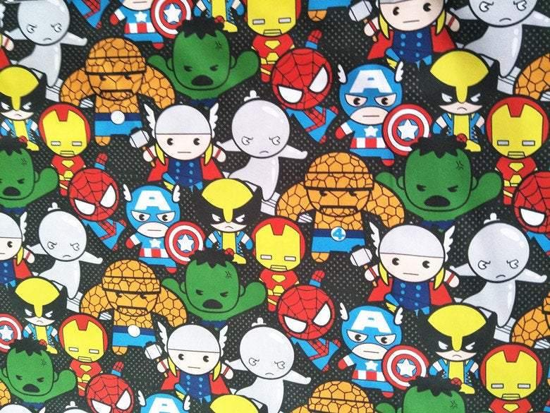 Marvel Super Heroes the Avengers Junior! 1 Meter Top Quality Medium Thickness Plain Cotton Fabric, Fabric by Yard, Yardage Cotton Fabrics - fabrics-top