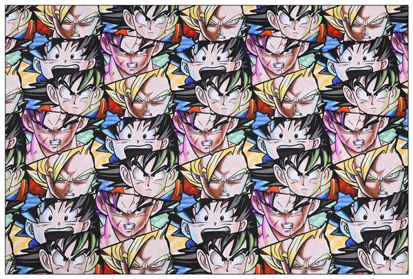 Dragon Ball Faces! 1 yard Printed Cotton Fabric, Fabric by Yard, Yardage Fabrics, Children 2201