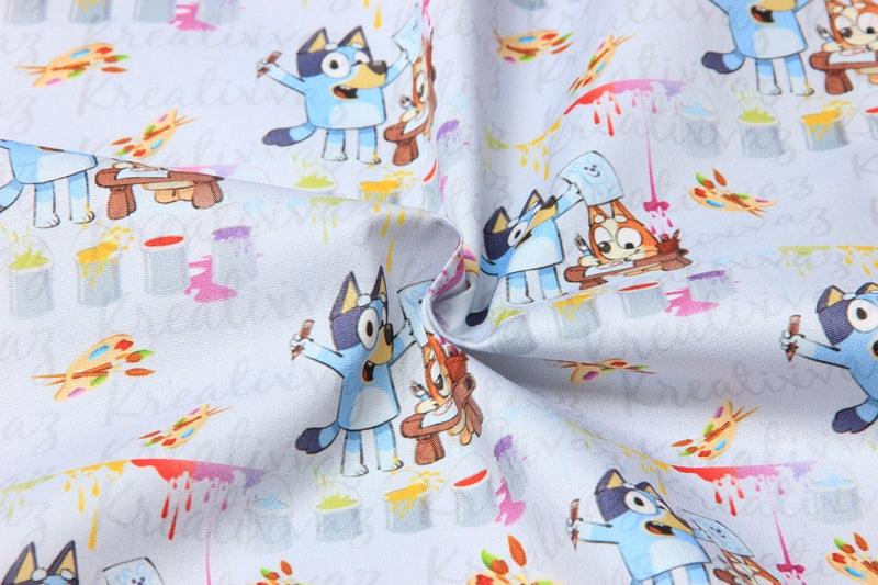 Bluey and Bingo the puppies 2110! 1 Yard Quality Medium Thickness Plain Cotton Fabric, Fabric by Yard,  Cotton Australian Animated - fabrics-top