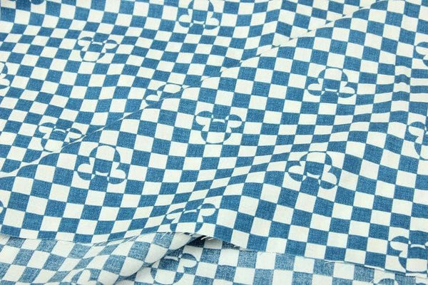 Mickey's Blue Checks! 1 Meter Light Weight Cotton Fabric, Fabric by Yard, Yardage Cotton Fabrics for  Style Garments, Bags