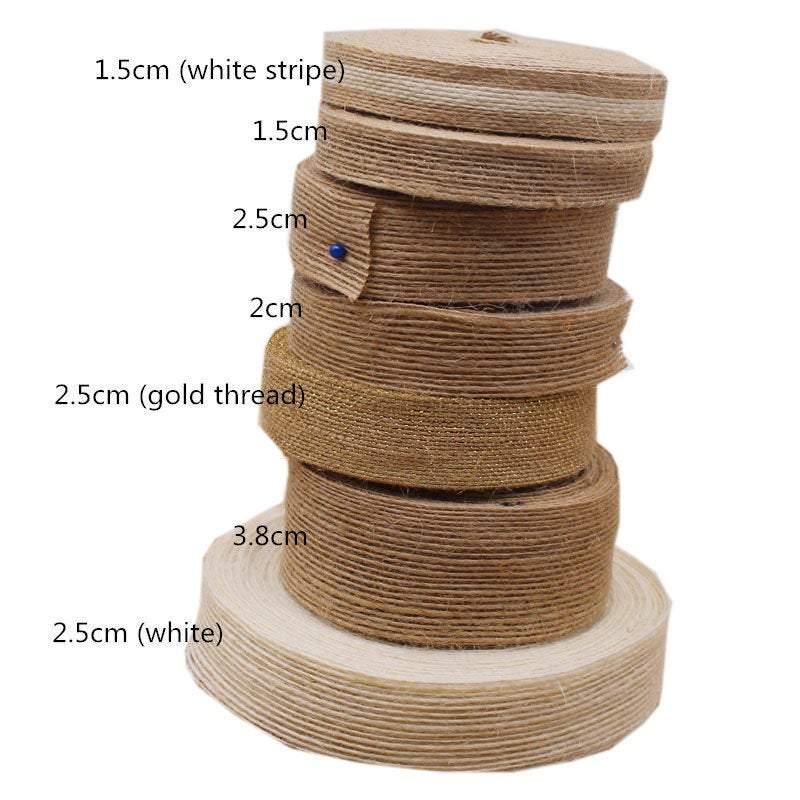 Retro 10 Yards of High Quality Plain Flat Jute Ribbon, Knitted Hemp Ribbon, Jute-Cotton Ribbon, Width 0.6~4cm, 11 Patterns, Lace Belt - fabrics-top