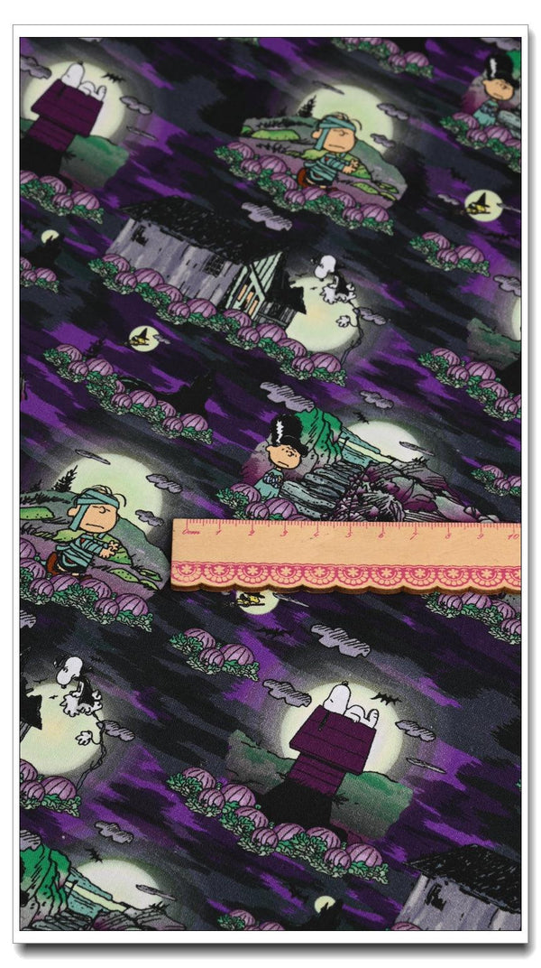 Snoopy Halloween purple! 1 Meter Printed Cotton Fabric, Fabric by Yard, Yardage Fabrics, Children  Kids - fabrics-top