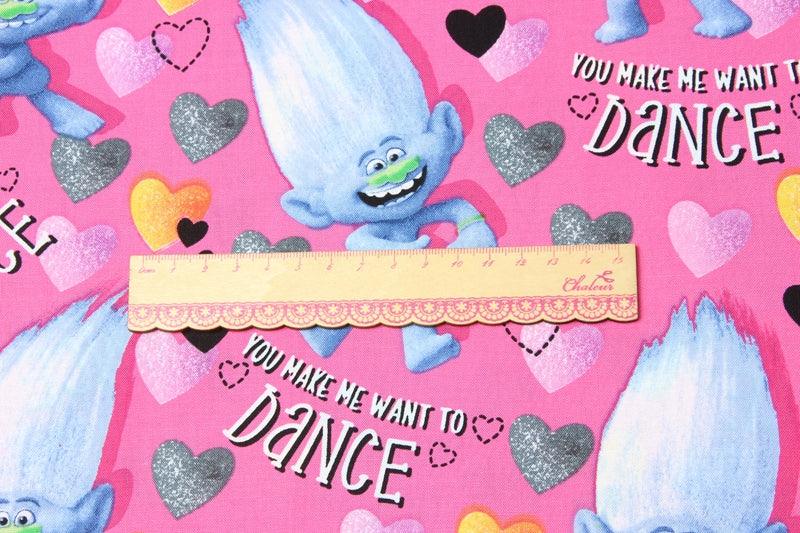 Trolls You make me want to dance! 1 Meter Medium Weight Plain Cotton Fabric, Fabric by Yard, Yardage Cotton Fabrics for  Style Garments, Bags - fabrics-top