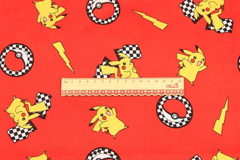 Pikachu Pocket Monster red! 1 Yard Medium Thickness Plain Cotton Fabric, Fabric by Yard, Yardage Cotton Fabrics for  Style Japanese - fabrics-top