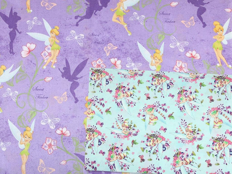 Tinker Bell the Fairies 2 Colors! 1 Yard Quality Medium Thickness Plain Cotton Fabric, Fabric by Yard, Yardage Cotton Fabrics for Style 2101