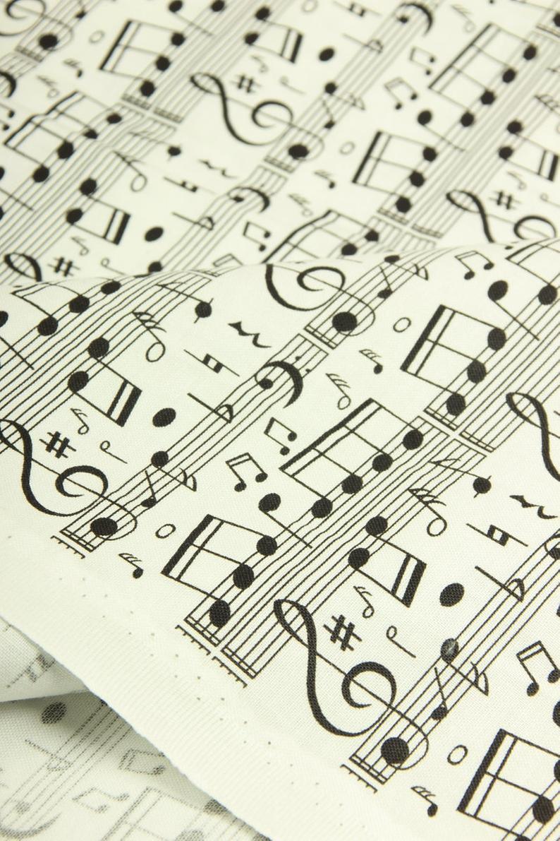 Musical Notes! 1 Meter Medium Thickness Plain Cotton Fabric, Fabric by Yard, Yardage Cotton Fabrics for  Style Garments, Bags - fabrics-top