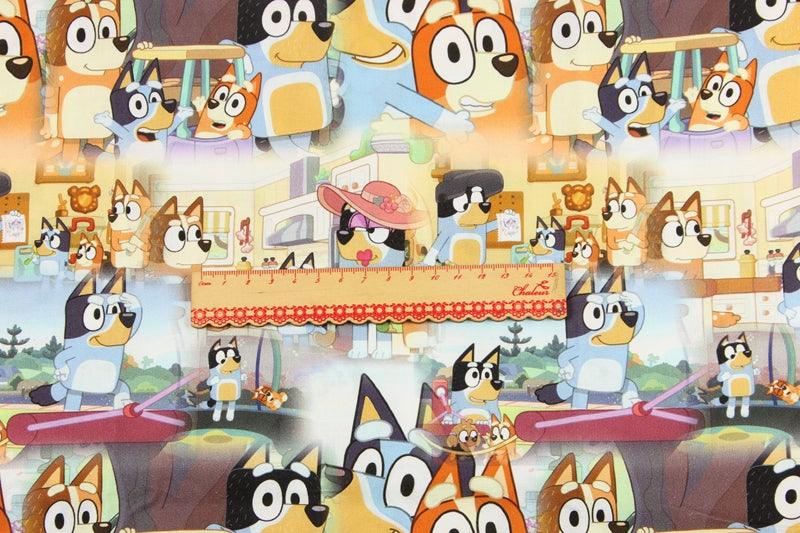 Bluey and Bingo the puppies yellow! 1 Yard Quality Medium Thickness Plain Cotton Fabric, Fabric by Yard,  Cotton Australian Animated - fabrics-top