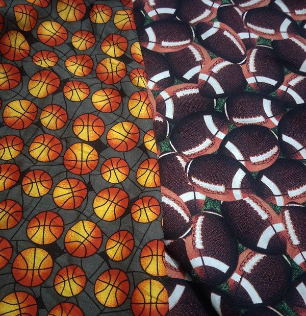 Basket Ball and Footballs! 1 Meter Medium Thickness Cotton Fabric, Fabric by Yard, Yardage Cotton Fabrics for Style Clothes, Bags