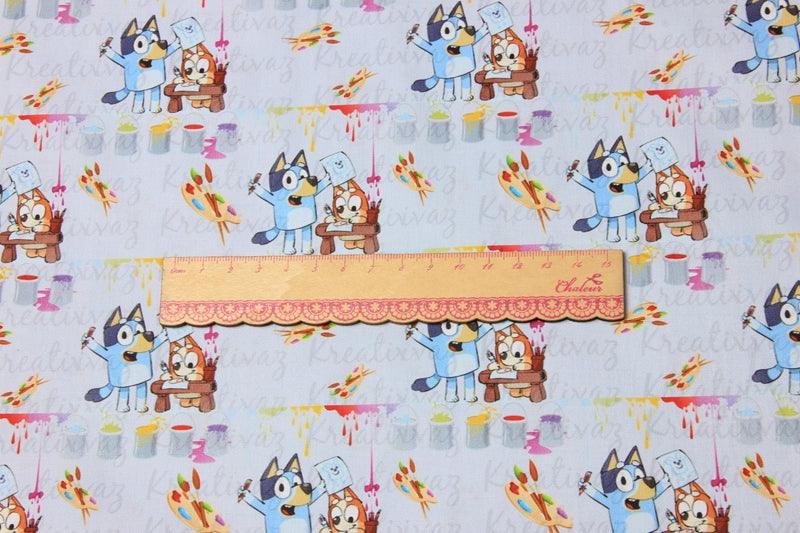 Bluey and Bingo the puppies 2110! 1 Yard Quality Medium Thickness Plain Cotton Fabric, Fabric by Yard,  Cotton Australian Animated - fabrics-top