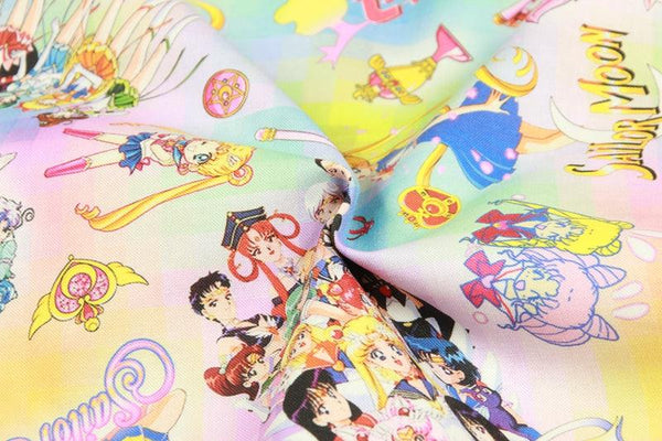Sailor Moon pink! 1 Meter Medium Printed Cotton Fabric, Fabric by Yard, Yardage Cotton Bag Fabrics Alice Poker - fabrics-top
