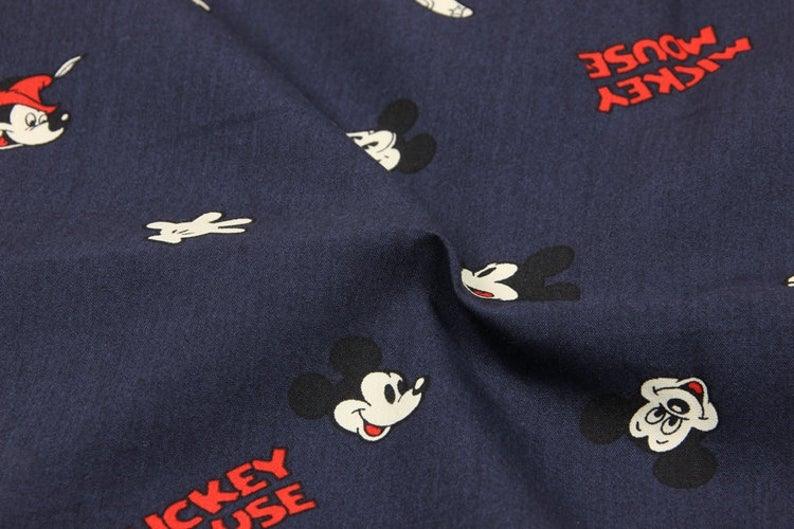 Classic Mickey navy blue! 1 Meter Plain Cotton Fabric, Fabric by Yard, Yardage Cotton Fabrics for  Style Garments, Bags Cockerel Chicken - fabrics-top