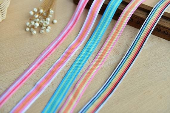 6 Meters Color Stripe Stretch Elastic Band. (6.6 Yard), Flat Elastic Belt, Rubber band, Width 1.5cm, 5 colors, d593