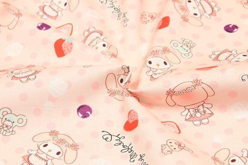 My Melody pink! 1 Meter Printed Cotton Fabric, Fabric by Yard, Yardage Cotton Bag Fabrics, Children Fabrics, Kids, Japanese - fabrics-top