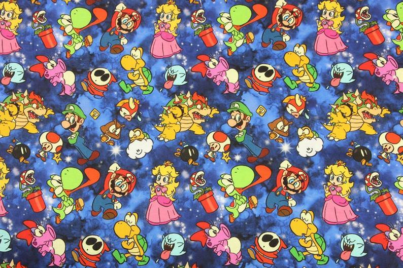 Super Mario and Friends 4 Colors! 1 Meter Top Quality Medium Thickness Plain Cotton Fabric, Fabric by Yard, Yardage Cotton 202010 - fabrics-top