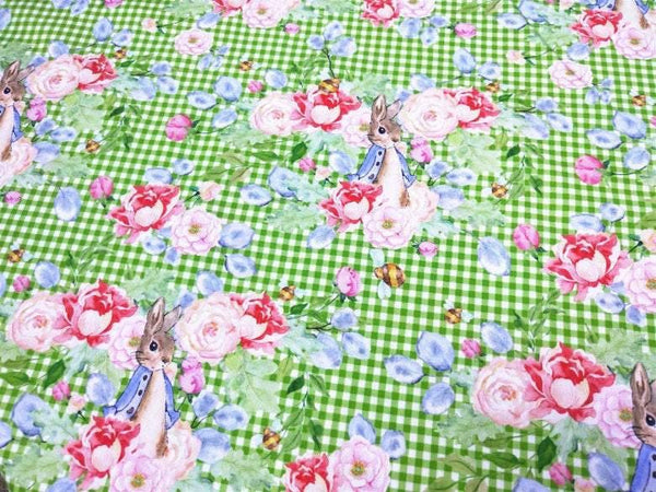 Peter Rabbit with Rose! 1 Meter Top Quality Printed Plain Cotton Fabric, Fabric by Yard,  Cotton Fabrics for  Style Clothing, Bags - fabrics-top