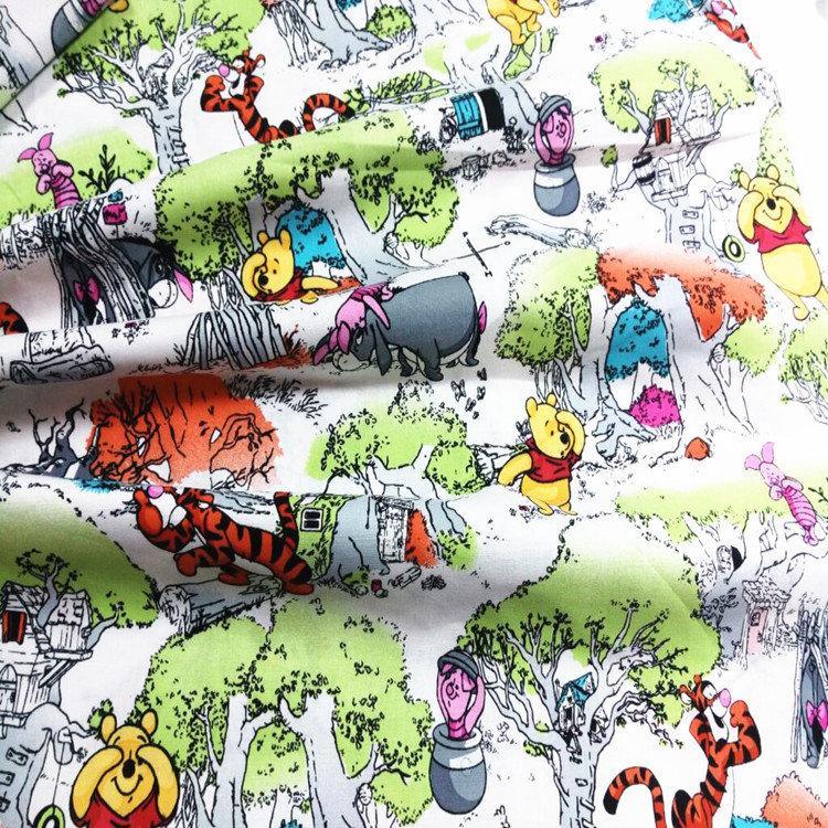 Winnie the Pooh and Friends! 1 Meter Medium Thickness  Cotton Fabric, Fabric by Yard, Yardage Cotton Fabrics for Garments, Bags Yellow - fabrics-top