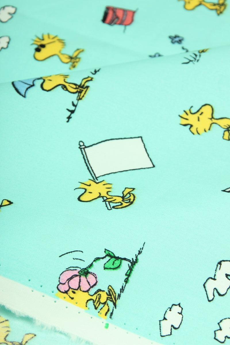 Snoopy and Woodstock turq!  1 Meter Plain Cotton Fabric, Fabric by Yard, Yardage Cotton Fabrics for  Style Garments, Bags - fabrics-top