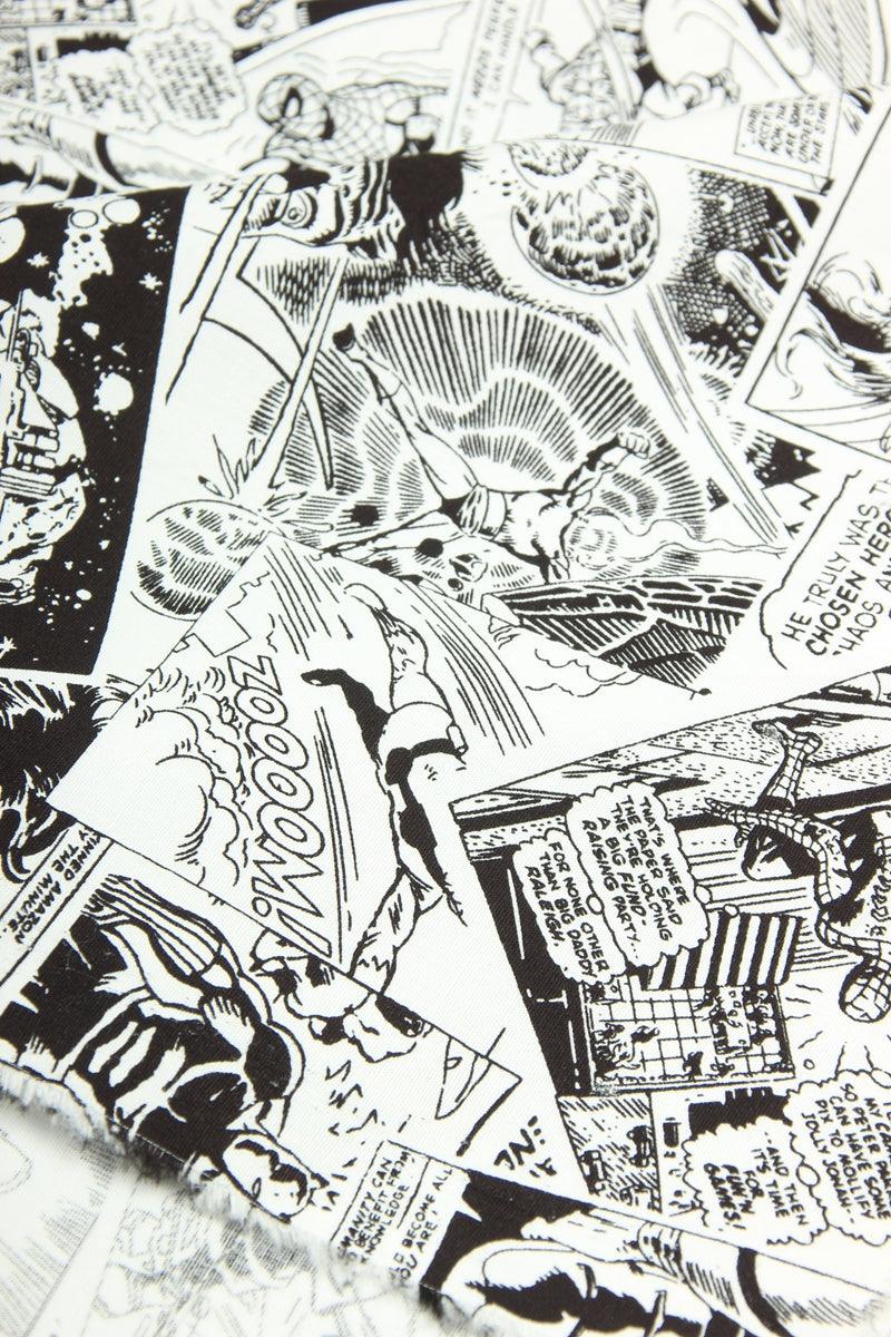 Retro Marvel Comics in Black&White! 1 Meter Printed Cotton Fabric, Fabric by Yard, Yardage Fabrics, Children  Kids - fabrics-top