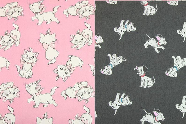 the Pets Cats and Dogs! 1 Meter Printed Cotton-Blends Fabric, Fabric by Yard, Yardage Fabrics, Children  Kids, Dalmatian Mary Cat