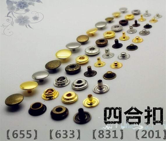 10 sets of 633/655/831/201 Snap Buttons, 1.0cm, 1.2cm,1.5cm, Anti-brass, Silver, Golden, For Leather Bags, Belt.