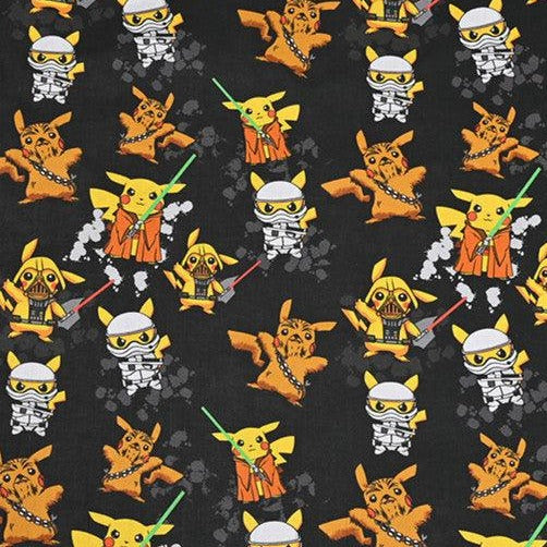 Pikachu Pocket Monster x Star Wars! 1 Yard Medium Thickness Plain Cotton Fabric, Fabric by Yard, Yardag