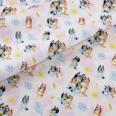 Bluey and Bingo the puppies 3 Colors! 1 Yard Quality Medium Thickness Plain Cotton Fabric, Fabric by Yard,  Cotton Australian Animated - fabrics-top