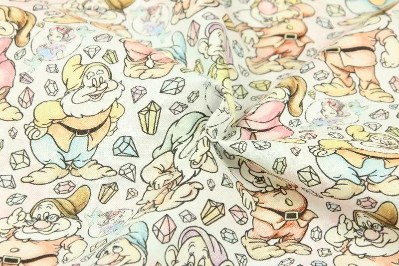 The Seven Dwarfs! 1 Meter Quality Printed Cotton Fabric, Fabric by Yard, Yardage Cotton Bag Fabrics Snow White - fabrics-top