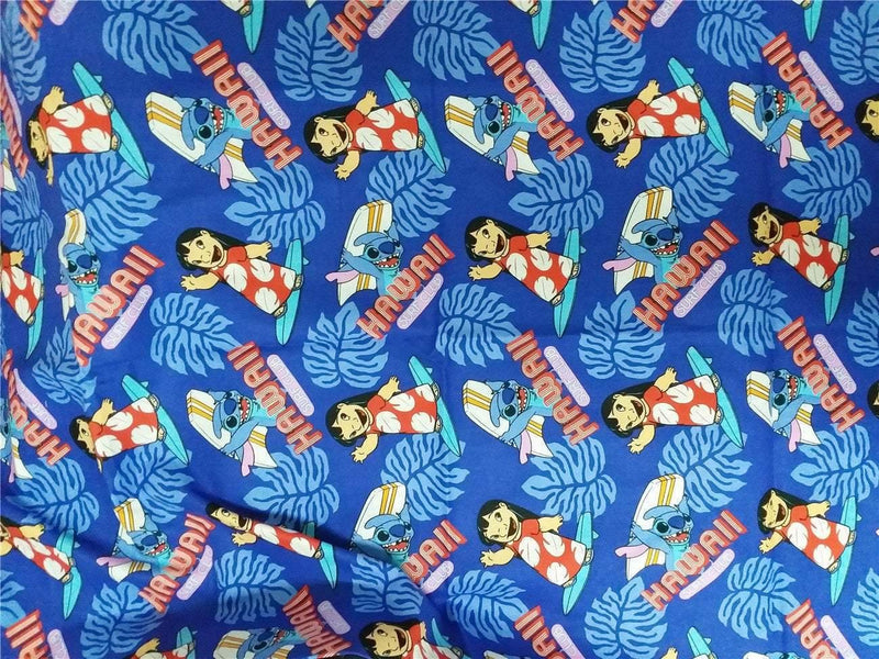 Stitch and Lilo Hawaii Surf Club! 1 Meter Medium Thickness  Cotton Fabric, Fabric by Yard, Yardage Cotton Fabrics for  Style Garments, Bags - fabrics-top