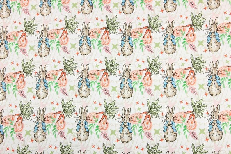 Peter Rabbit Series Drawing 5 Colors! 1 Meter Top Quality Printed Plain Cotton Fabric, Fabric by Yard,  Cotton Fabrics for  Style Clothing - fabrics-top