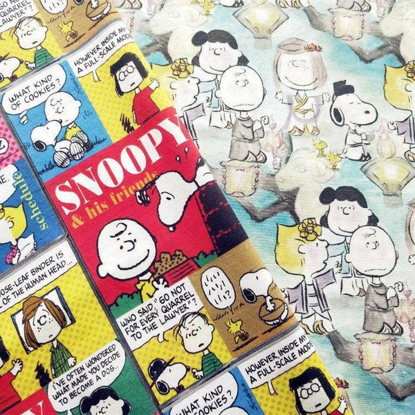 Snoopy & his Friends, Snoopy in China Comics! 1 Meter Quality Plain Cotton Fabric, Fabric by Yard, Yardage Cotton Fabrics for  Style Garment